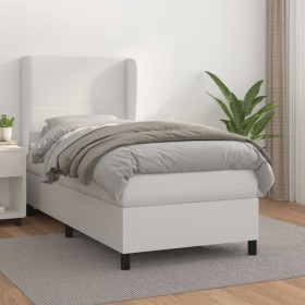Cama box spring con colchón cuero sintético blanco 90x190 cm de vidaXL, Camas y somieres - Ref: Foro24-3128884, Precio: 378,7...