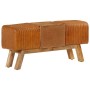 Banco Bok madera de mango piel de cabra auténtica marrón 107 cm en Bancos de comedor y cocina | Comprar online en Foru.es