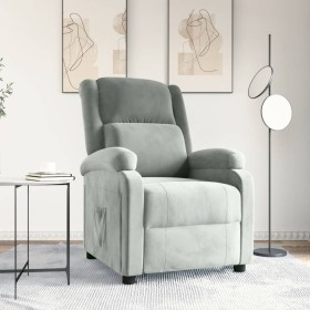Sillón reclinable de terciopelo gris claro en Sillones | Comprar online en Foru.es