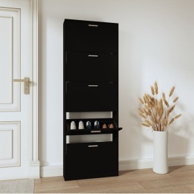 Mueble zapatero madera contrachapada negro 59x17x169 cm en Zapateros y organizadores de calzado | Comprar online en Foru.es