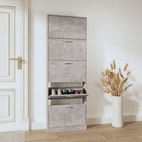 Mueble zapatero madera contrachapada gris hormigón 59x17x169 cm en Zapateros y organizadores de calzado | Comprar online en Foru