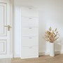 Mueble zapatero madera contrachapada blanco brillo 59x17x169 cm en Zapateros y organizadores de calzado | Comprar online en Foru