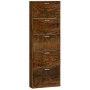 Mueble zapatero madera contrachapada roble ahumado 59x17x169 cm en Zapateros y organizadores de calzado | Comprar online en Foru
