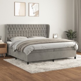 Cama box spring con colchón terciopelo gris claro 200x200 cm de vidaXL, Camas y somieres - Ref: Foro24-3129411, Precio: 723,1...