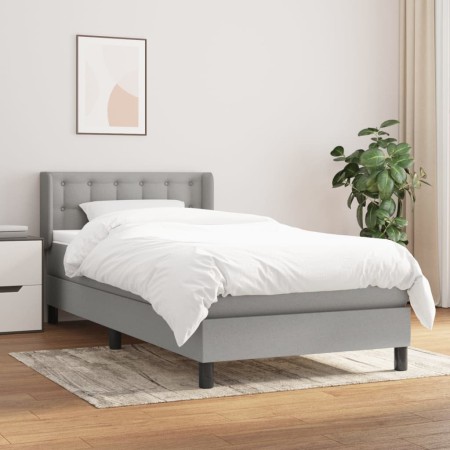 Cama box spring con colchón tela gris claro 90x200 cm de vidaXL, Camas y somieres - Ref: Foro24-3130001, Precio: 308,02 €, De...