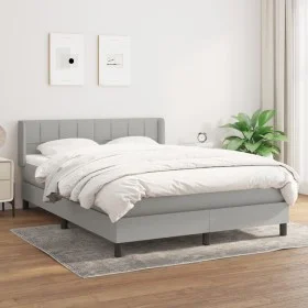 Box spring bed with light gray fabric mattress 140x200 cm by vidaXL, Beds and slatted bases - Ref: Foro24-3129713, Price: 445...