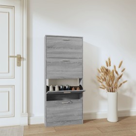 Mueble zapatero madera contrachapada gris Sonoma 59x17x150 cm en Zapateros y organizadores de calzado | Comprar online en Foru.e