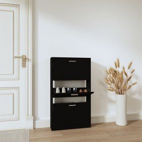Mueble zapatero madera contrachapada negro 59x17x108 cm en Zapateros y organizadores de calzado | Comprar online en Foru.es
