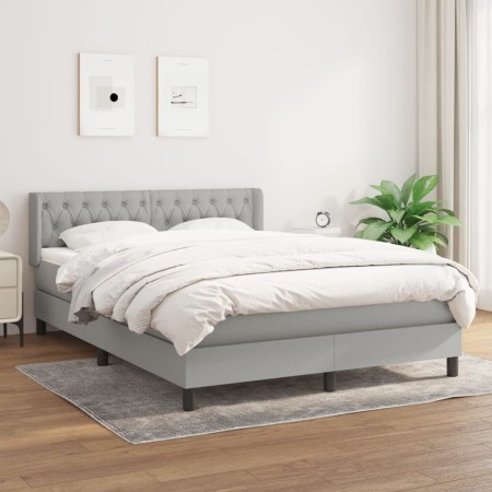Cama box spring con colchón tela gris claro 140x200 cm de vidaXL, Camas y somieres - Ref: Foro24-3129953, Precio: 433,36 €, D...