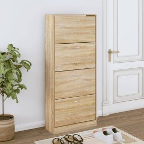 Mueble zapatero madera contrachapada roble Sonoma 63x24x147 cm en Zapateros y organizadores de calzado | Comprar online en Foru.