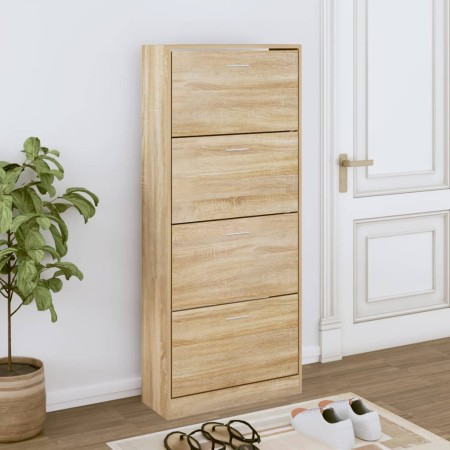 Mueble zapatero madera contrachapada roble Sonoma 63x24x147 cm en Zapateros y organizadores de calzado | Comprar online en Foru.