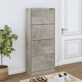Mueble zapatero madera contrachapada gris hormigón 63x24x147 cm en Zapateros y organizadores de calzado | Comprar online en Foru