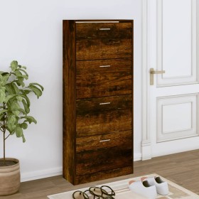 Mueble zapatero madera contrachapada roble ahumado 63x24x147 cm en Zapateros y organizadores de calzado | Comprar online en Foru