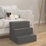 Escalera para mascotas madera maciza de pino gris 40x37,5x35 cm de vidaXL, Escalones y rampas para mascotas - Ref: Foro24-822...