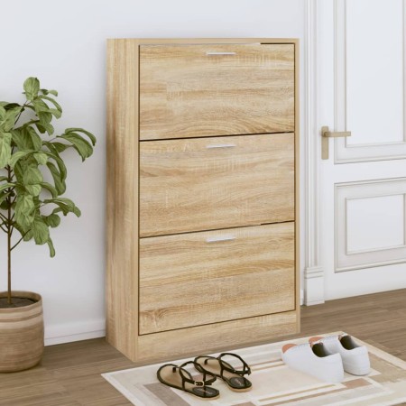 Mueble zapatero madera contrachapada roble Sonoma 63x24x103 cm en Zapateros y organizadores de calzado | Comprar online en Foru.