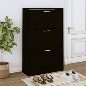 Mueble zapatero madera contrachapada negro 63x24x103 cm en Zapateros y organizadores de calzado | Comprar online en Foru.es