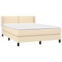 Cama box spring con colchón tela color crema 140x200 cm de vidaXL, Camas y somieres - Ref: Foro24-3129638, Precio: 433,12 €, ...