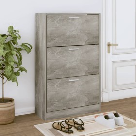 Mueble zapatero madera contrachapada gris hormigón 63x24x103 cm en Zapateros y organizadores de calzado | Comprar online en Foru