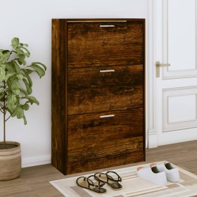Mueble zapatero madera contrachapada roble ahumado 63x24x103 cm en Zapateros y organizadores de calzado | Comprar online en Foru