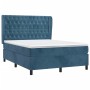 Cama box spring con colchón terciopelo azul oscuro 140x190 cm de vidaXL, Camas y somieres - Ref: Foro24-3129391, Precio: 522,...