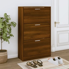 Mueble zapatero madera contrachapada marrón roble 63x24x103 cm en Zapateros y organizadores de calzado | Comprar online en Foru.