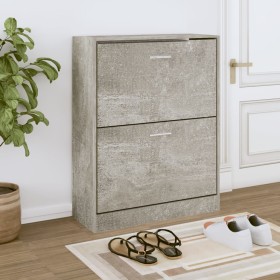 Mueble zapatero madera contrachapada gris hormigón 63x24x81cm en Zapateros y organizadores de calzado | Comprar online en Foru.e