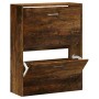 Mueble zapatero madera contrachapada roble ahumado 63x24x81 cm en Zapateros y organizadores de calzado | Comprar online en Foru.