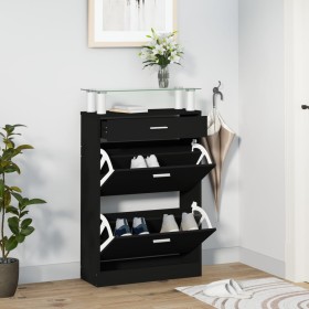 Mueble zapatero madera contrachapada negro 63x24x104 cm en Zapateros y organizadores de calzado | Comprar online en Foru.es