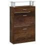Mueble zapatero madera contrachapada roble ahumado 63x24x104 cm en Zapateros y organizadores de calzado | Comprar online en Foru