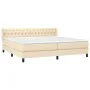 Box spring bed with cream fabric mattress 200x200 cm by vidaXL, Beds and slatted bases - Ref: Foro24-3129982, Price: 572,22 €...