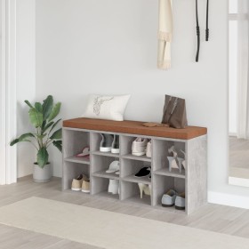 Banco zapatero madera contrachapada gris hormigón 103x30x48 cm en Bancos para recibidores y almacenamiento | Comprar online en F