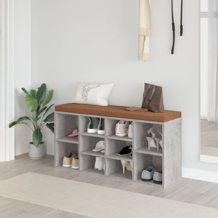 Banco zapatero madera contrachapada gris hormigón 103x30x48 cm en Bancos para recibidores y almacenamiento | Comprar online en F