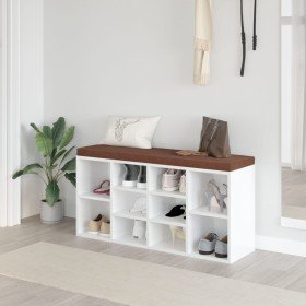 Banco zapatero madera contrachapada blanco brillo 103x30x48 cm en Bancos para recibidores y almacenamiento | Comprar online en F