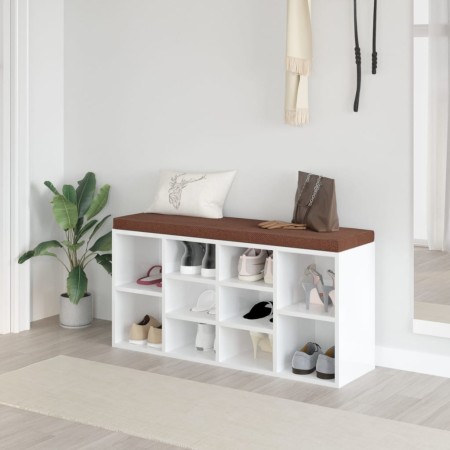 Banco zapatero madera contrachapada blanco brillo 103x30x48 cm en Bancos para recibidores y almacenamiento | Comprar online en F