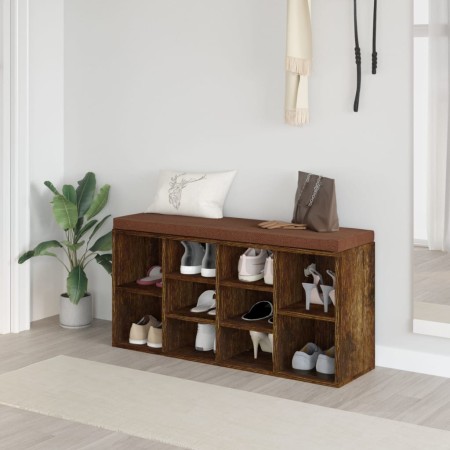 Banco zapatero madera contrachapada roble ahumado 103x30x48 cm en Bancos para recibidores y almacenamiento | Comprar online en F