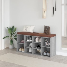 Banco zapatero madera contrachapada gris Sonoma 103x30x48 cm en Bancos para recibidores y almacenamiento | Comprar online en For