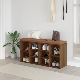 Banco zapatero madera contrachapada marrón roble 103x30x48 cm en Bancos para recibidores y almacenamiento | Comprar online en Fo