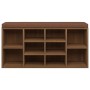 Banco zapatero madera contrachapada marrón roble 103x30x48 cm en Bancos para recibidores y almacenamiento | Comprar online en Fo