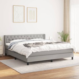 Cama box spring con colchón tela gris claro 160x200 cm de vidaXL, Camas y somieres - Ref: Foro24-3129961, Precio: 522,50 €, D...