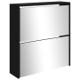 Mueble zapatero con espejo 2 niveles negro 63x17x67 cm en Zapateros y organizadores de calzado | Comprar online en Foru.es