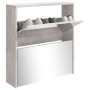 Mueble zapatero con espejo 2 niveles gris hormigón 63x17x67 cm en Zapateros y organizadores de calzado | Comprar online en Foru.