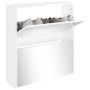 Mueble zapatero con espejo 2 niveles blanco brillo 63x17x67 cm en Zapateros y organizadores de calzado | Comprar online en Foru.