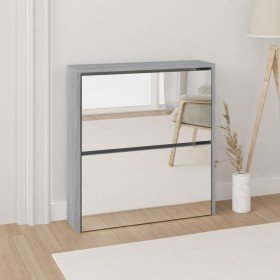 Mueble zapatero con espejo 2 niveles gris Sonoma 63x17x67 cm en Zapateros y organizadores de calzado | Comprar online en Foru.es