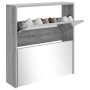 Mueble zapatero con espejo 2 niveles gris Sonoma 63x17x67 cm en Zapateros y organizadores de calzado | Comprar online en Foru.es