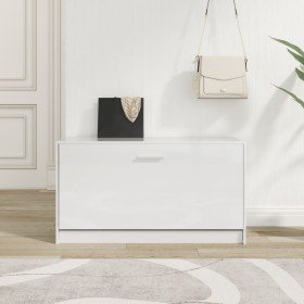 Banco zapatero blanco brillante 80x24x45 cm madera de ingeniería en Zapateros y organizadores de calzado | Comprar online en For