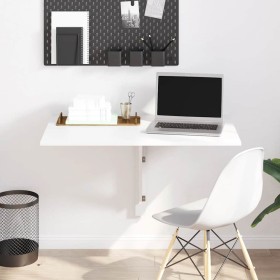Mesa de pared plegable contrachapada blanco brillo 100x60x56 cm en Mesas plegables | Comprar online en Foru.es