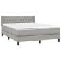 Cama box spring con colchón tela gris claro 140x190 cm de vidaXL, Camas y somieres - Ref: Foro24-3129945, Precio: 462,04 €, D...