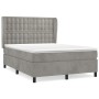 Cama box spring con colchón terciopelo gris claro 140x190 cm de vidaXL, Camas y somieres - Ref: Foro24-3129447, Precio: 577,9...
