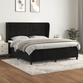 Cama box spring con colchón terciopelo negro 160x200 cm de vidaXL, Camas y somieres - Ref: Foro24-3129341, Precio: 581,30 €, ...