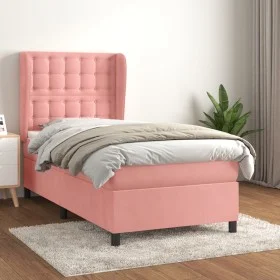 Box spring bed with pink velvet mattress 100x200 cm by vidaXL, Beds and slatted bases - Ref: Foro24-3129440, Price: 345,62 €,...